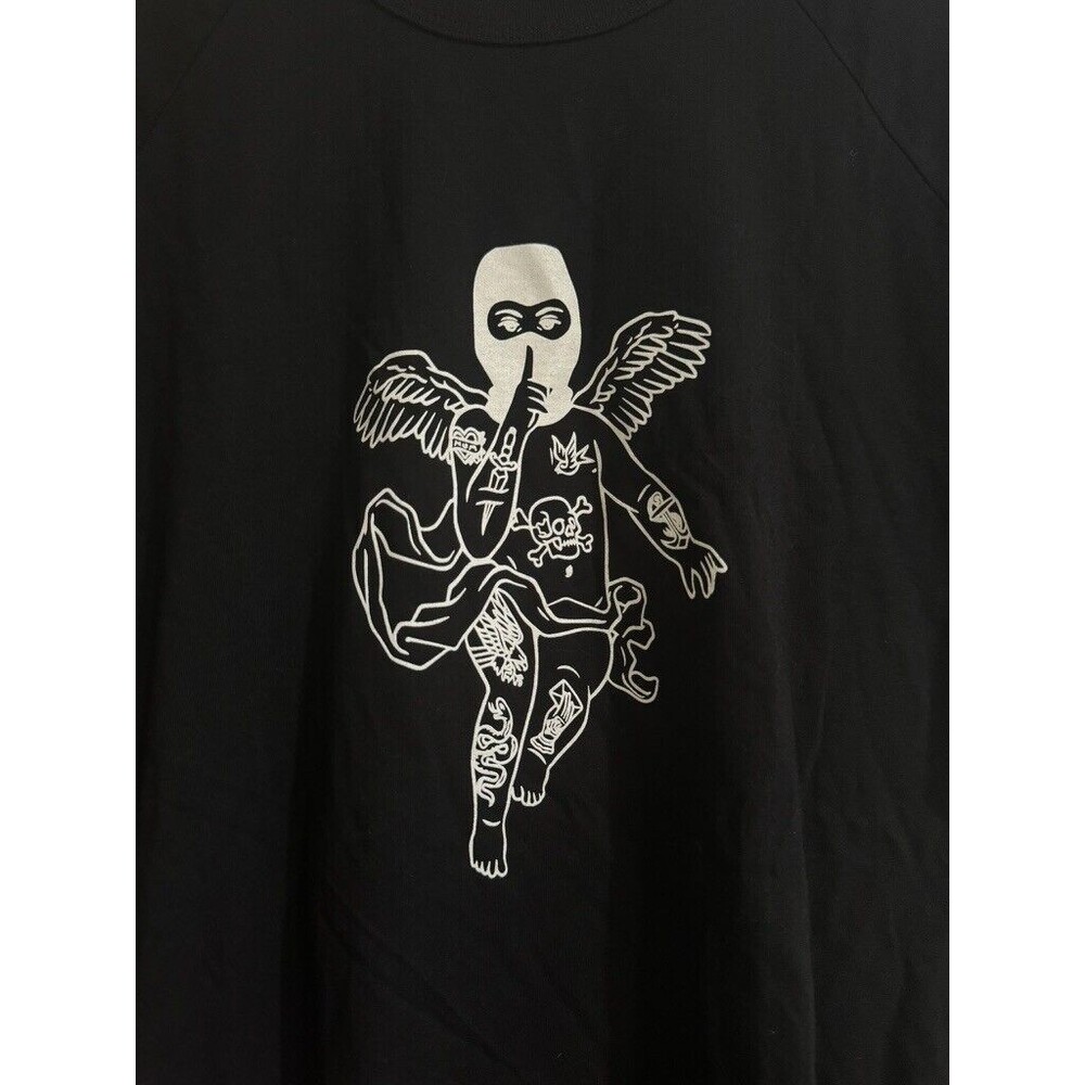 Rest Easy Men's T Shirt Black Short Sleeve HALLOWEEN Emo Skater Punk Y2K Size L